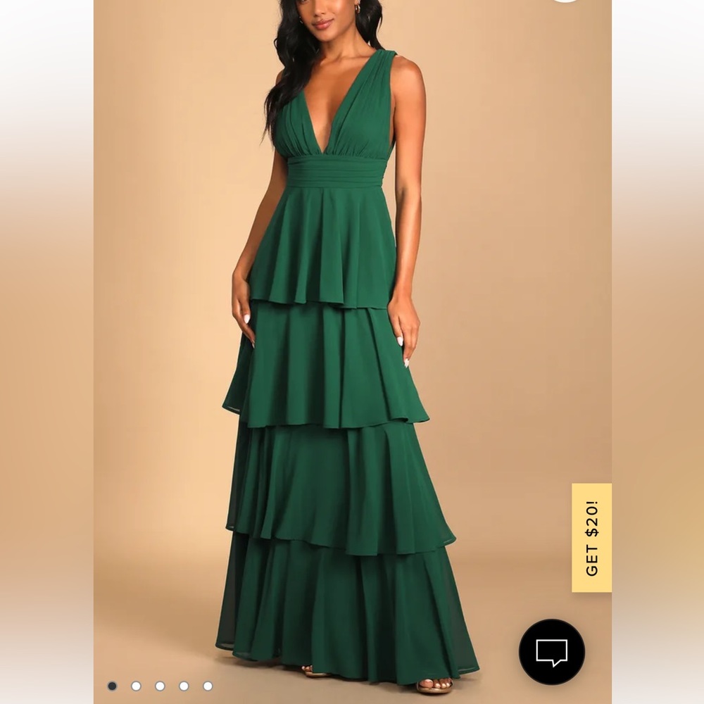 Green tiered maxi wedding dress